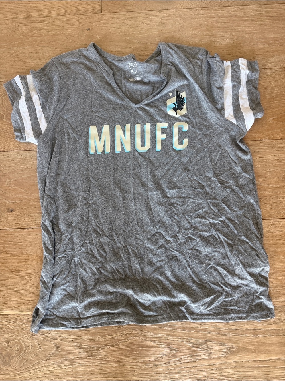 MNUFC Women's Gray Short-Sleeve V-Neck Tee
